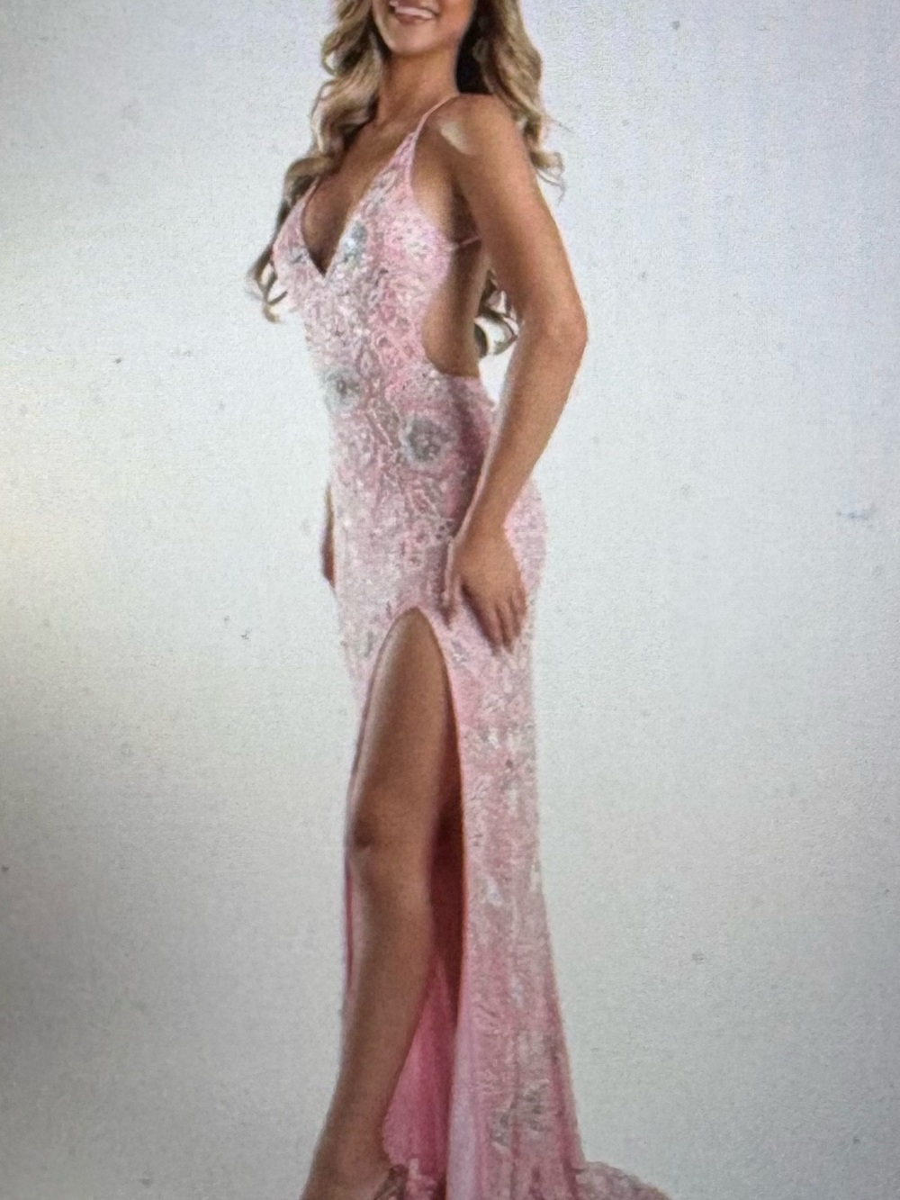 Pink Sequin Side-Slit Prom Gown by Jasz Couture , size 2